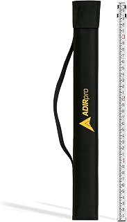 AdirPro 9 ft Aluminum Telescoping Grade Rod | Dual-Sided 5-Section Leveling Rod with 10th Foot Graduations| Bubble Level & Carrying Case Included