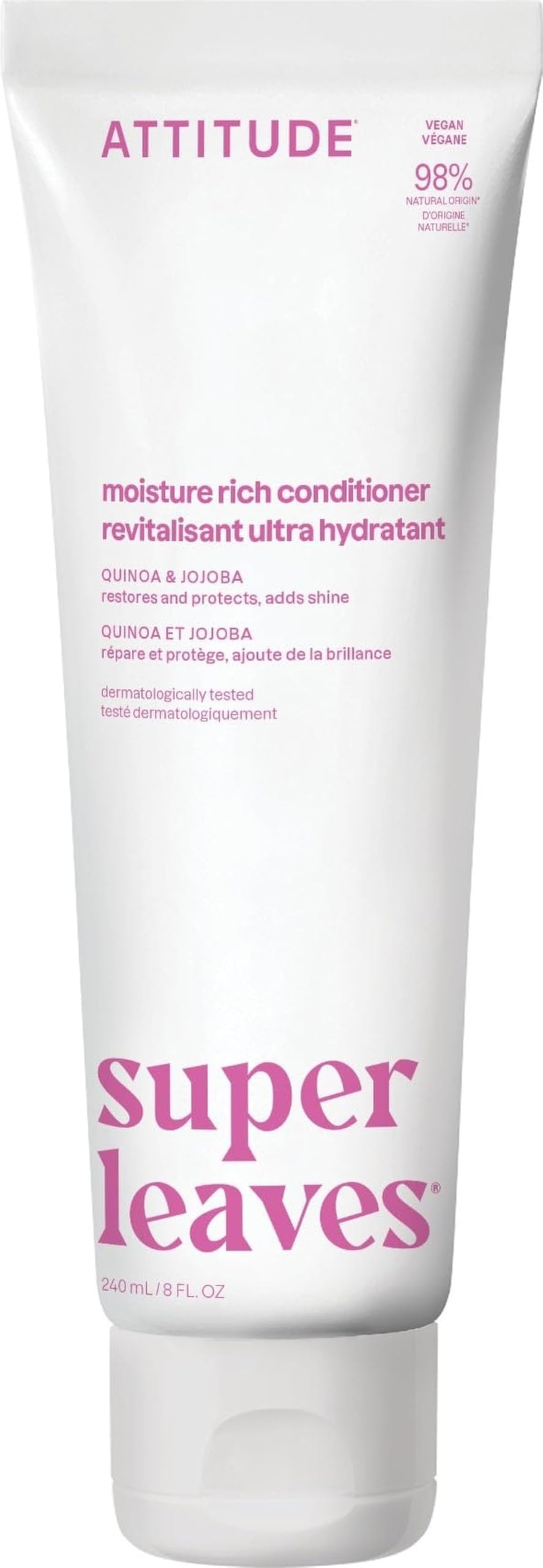 Moisture Rich Hair Conditioner, For Dry and Damaged Hair, Naturally Derived Ingredients, Vegan Detangler, Dermatologiocally Tested, Quinoa and Jojoba, 8 Fl Oz
