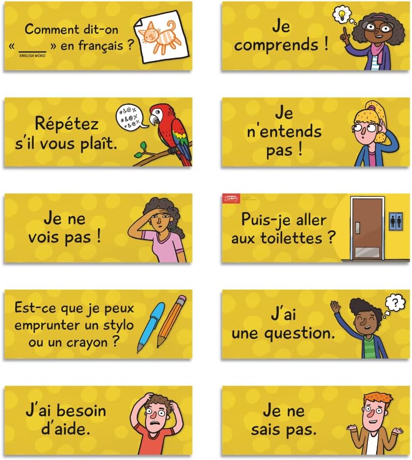 Classroom Phrases Signs, Set of 12 for French Classrooms