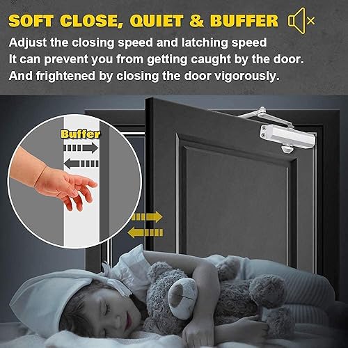 Miniatura 2 de MARIE Cierre de puerta hidráulico de resorte ajustable automático de 3 resortes, cierre automático resistente para puertas residenciales y