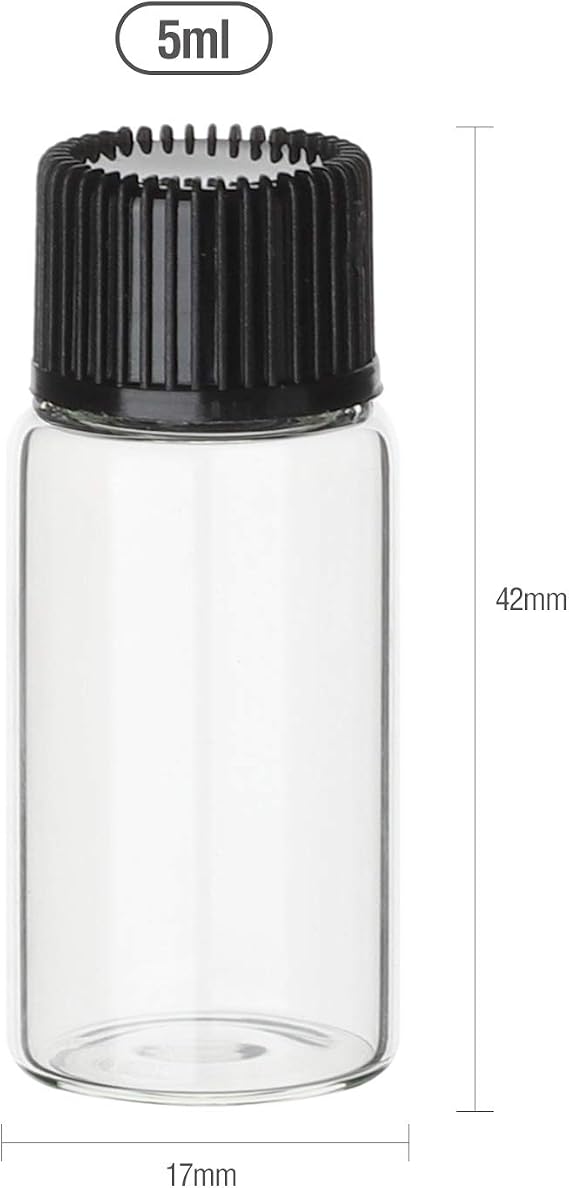 20 Pcs 5ml Clear Glass Bottles Small Empty Sample Vials with Screw Cap, Bonus 2 Pcs Mini Funnels