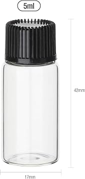 20 Pcs 5ml Clear Glass Bottles Small Empty Sample Vials with Screw Cap, Bonus 2 Pcs Mini Funnels