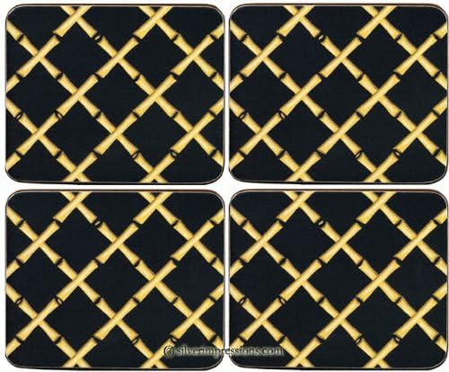 Lady Clare Bamboo, Cream on Black Coasters - Set of 4