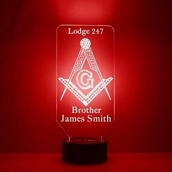 Freemason Personalized LED Light, Remote Control, 16 Color Changes