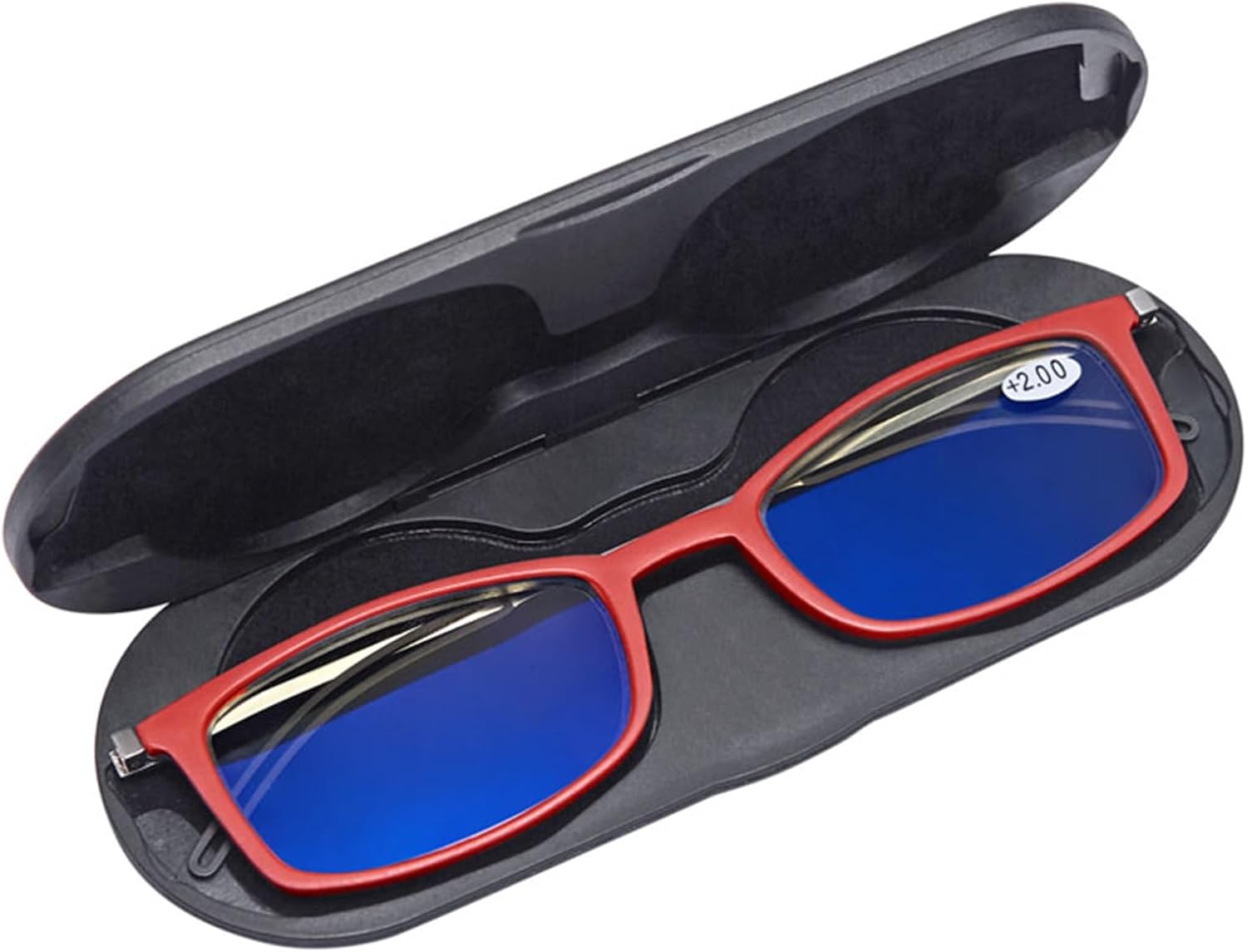 Ultra-thin Blue Light Blocking Reading Glasses, Portable Flat Folding Reader for Men Women with Protective Case (Color : Red, Size : 2.5x)