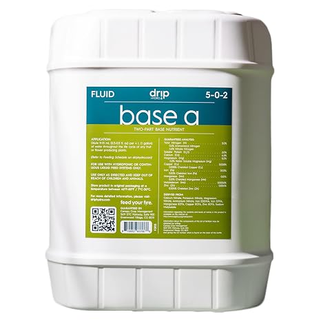Base A 5 Gallon | 4-0-2 Liquid Plant Nutrient | Hydroponic Nutrient for Hydroponics, Soil & Coco Coir | Essential Macronutrients & Chelated Micronutrients for Vegetative Plant Growth