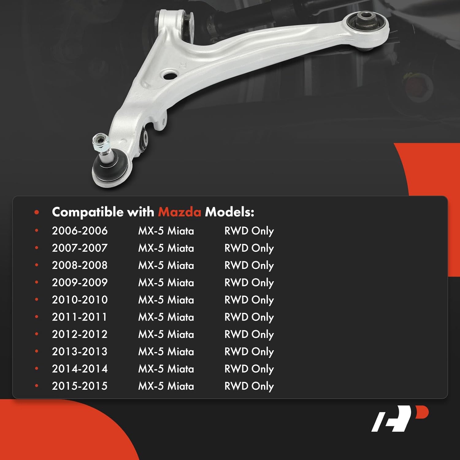 A-Premium Front Right Lower Control Arm with Ball Joint and Bushing Compatible with Mazda MX-5 Miata 2006-2015 2.0L