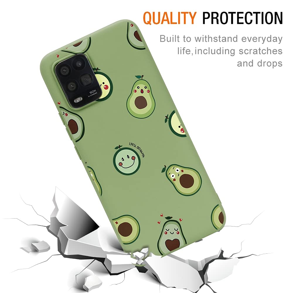 Yoedge [2 Pezzi Cover per Samsung Galaxy A52 (5G),Matte Morbide Silicone Custodia con Cartoon Avocado Disegni,Ultra Sottile TPU Antiurto Bumper Protettiva Case per Samsung A52 5G 6,5 pollice,Verde