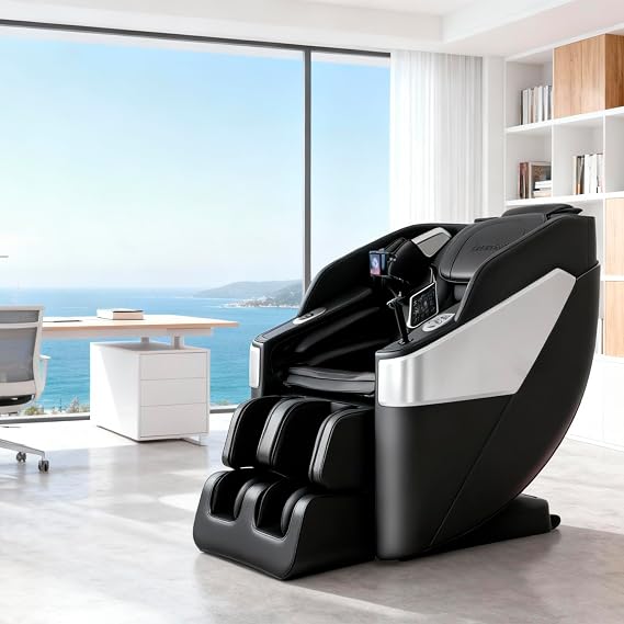 SENAINS Full Body Massage Chair with Zero-Gravity SL Track, 6 Types 3D Mechanical Massage, 5-Level Heating, Airbag Massage, Foot Rollers, Bluetooth & Wireless Charging