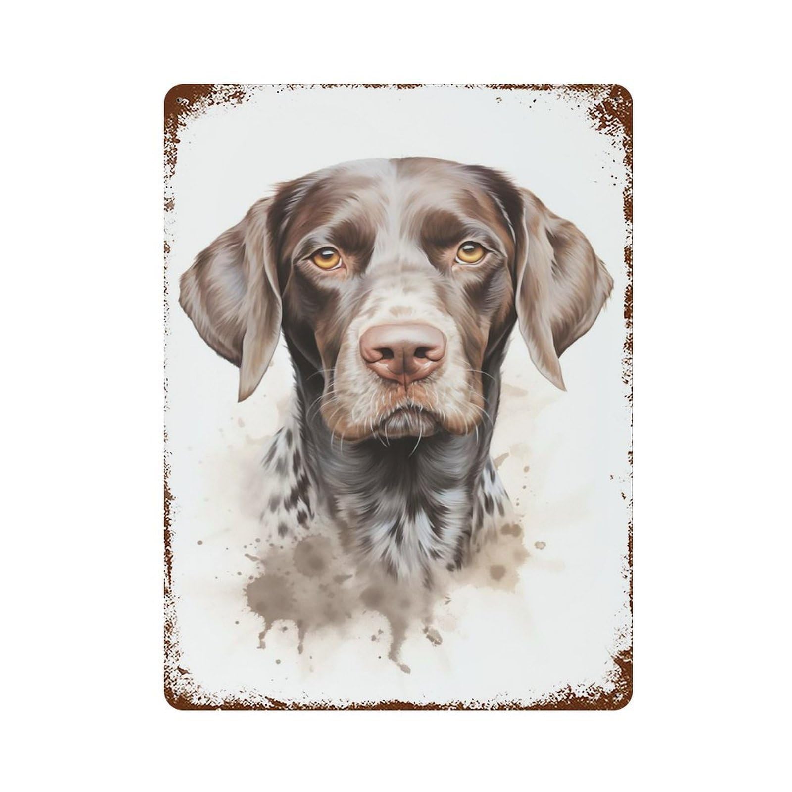 German Shorthaired Dog Rust Effect Tin Sign 15.7"x11.8", Industrial Home Decor for Bistro, Counter And Cafe Decor