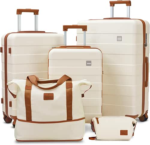 imiomo Hard Shell Luggage Sets 5 Piece for Women, Lightweight