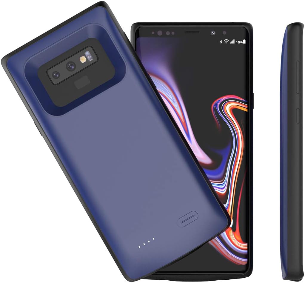 Accerzone Note 9 Battery Case, Galaxy Note 9 5000mAh External Backup Portable Charging Pack for Samsung Galaxy Note 9,Rechargeable Impact-Resistant Power Bank Case (Blue)