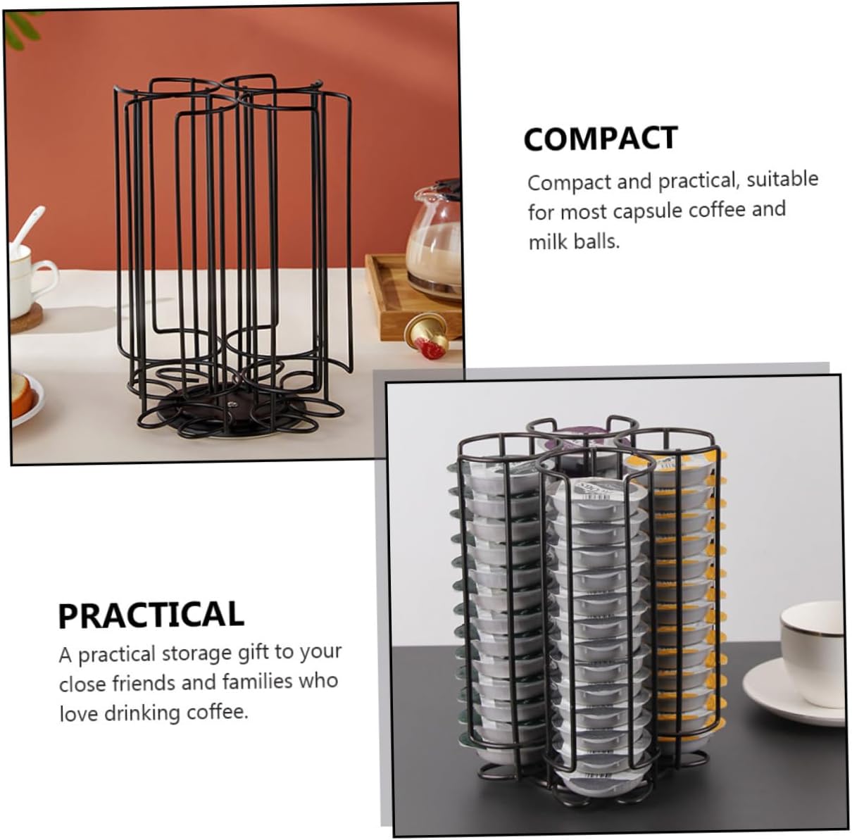 MAGICLULU 1pc Large Capacity Rotating Coffee Display Rack Vertical Storage Organizer for Home Office Space-saving Design for Coffee Capsules Tidy Arrangement for Easy Access Stylish Finish