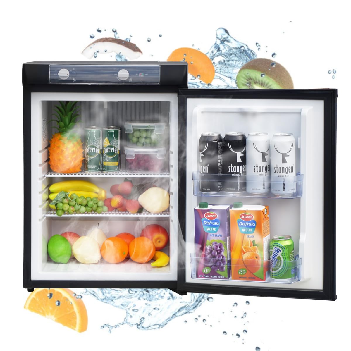 Smad 3 Way Refrigerator Compact 110V 12V LPG Gas Propane Refrigerator 2.1 Cu.ft. for RV Camper Truck Boat Off Grid, Indoor & Outdoor, Black