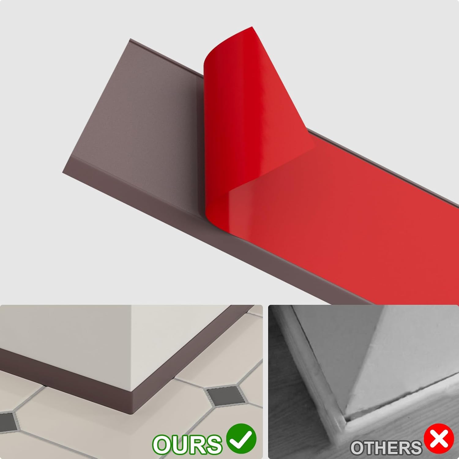 Flexible Vinyl Baseboard Trim, 4 Inch Peel and Stick Baseboard Molding Trim, Rubber Wall Base Board Moulding Trim for Floor (20 Feet)