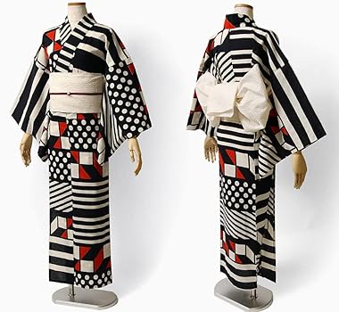 個性的浴衣　単品　カッコいい白黒ドット 浴衣 レディース 女性浴衣 単品 浴衣単品 大きいサイズ モデル