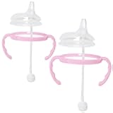 Botabee Pink Soft Spout - Transition Sippy Cup Kit for Comotomo 5 & 8 Oz Bottles - Conversion Kit Fits 5 Ounce & 8 Ounce Bottles - Baby Bottle Nipple with Weighted Straw & Bottle Handles (Pack of 2)