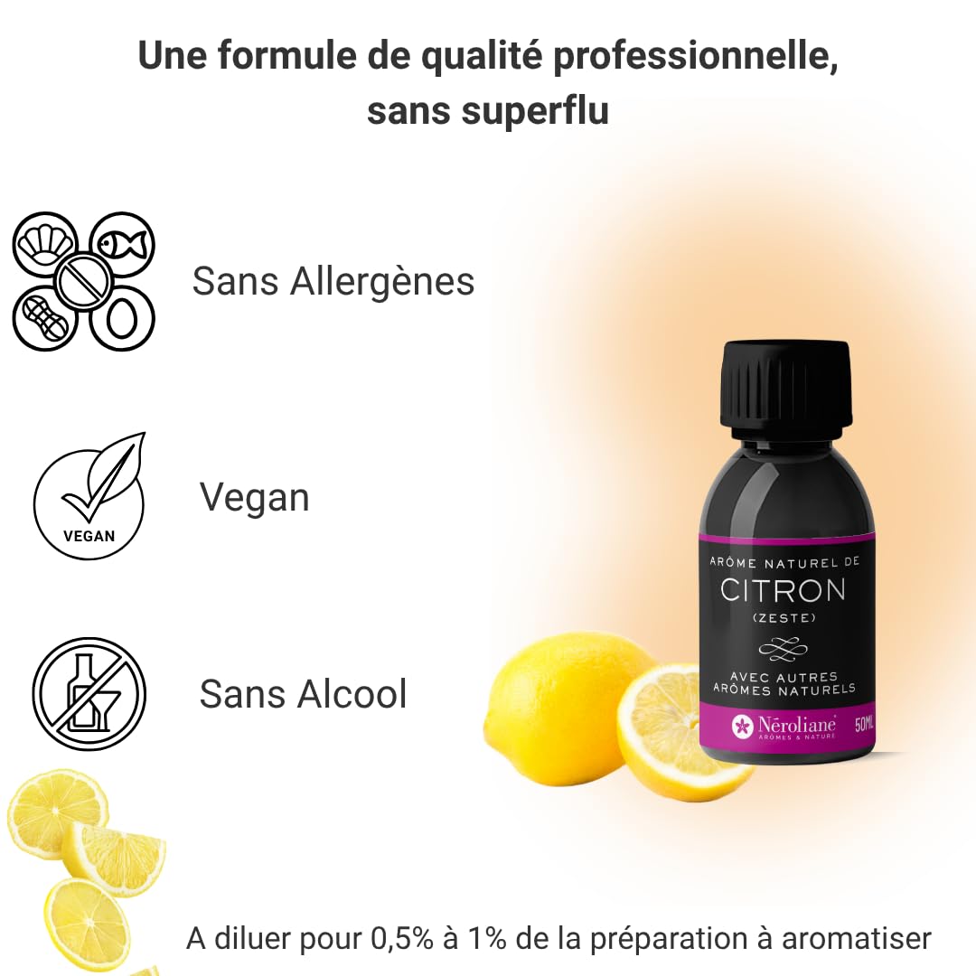 Néroliane Aroma alimentare naturale al limone, 1000 ML