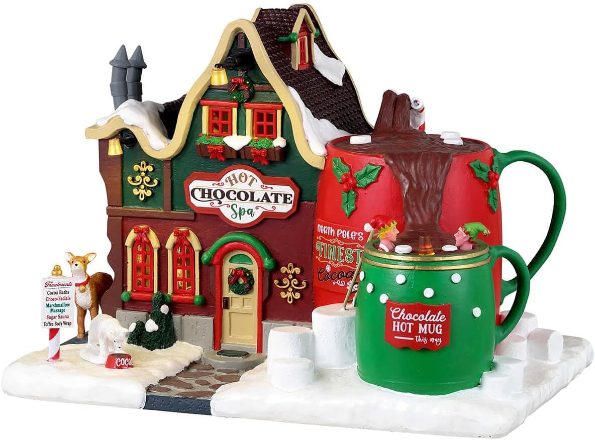 Department 56 Villaggio Polo Nord - Statuetta Elfo Con Torre Di Cioccolata Calda, 15x10,2x12,7 Cm