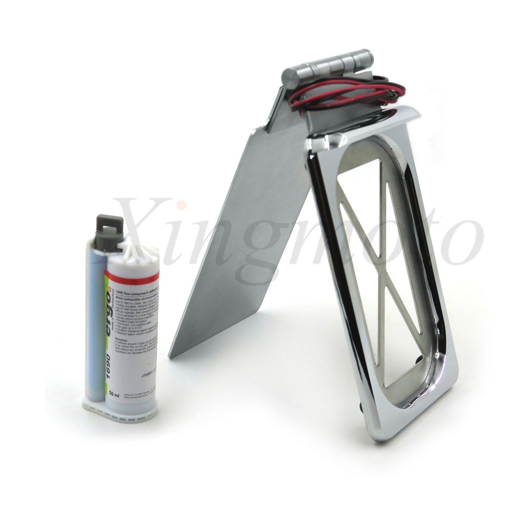 Soporte de placa de matrícula plegable LED para todo tipo de turismos con bolsa rígida de ABS cromada