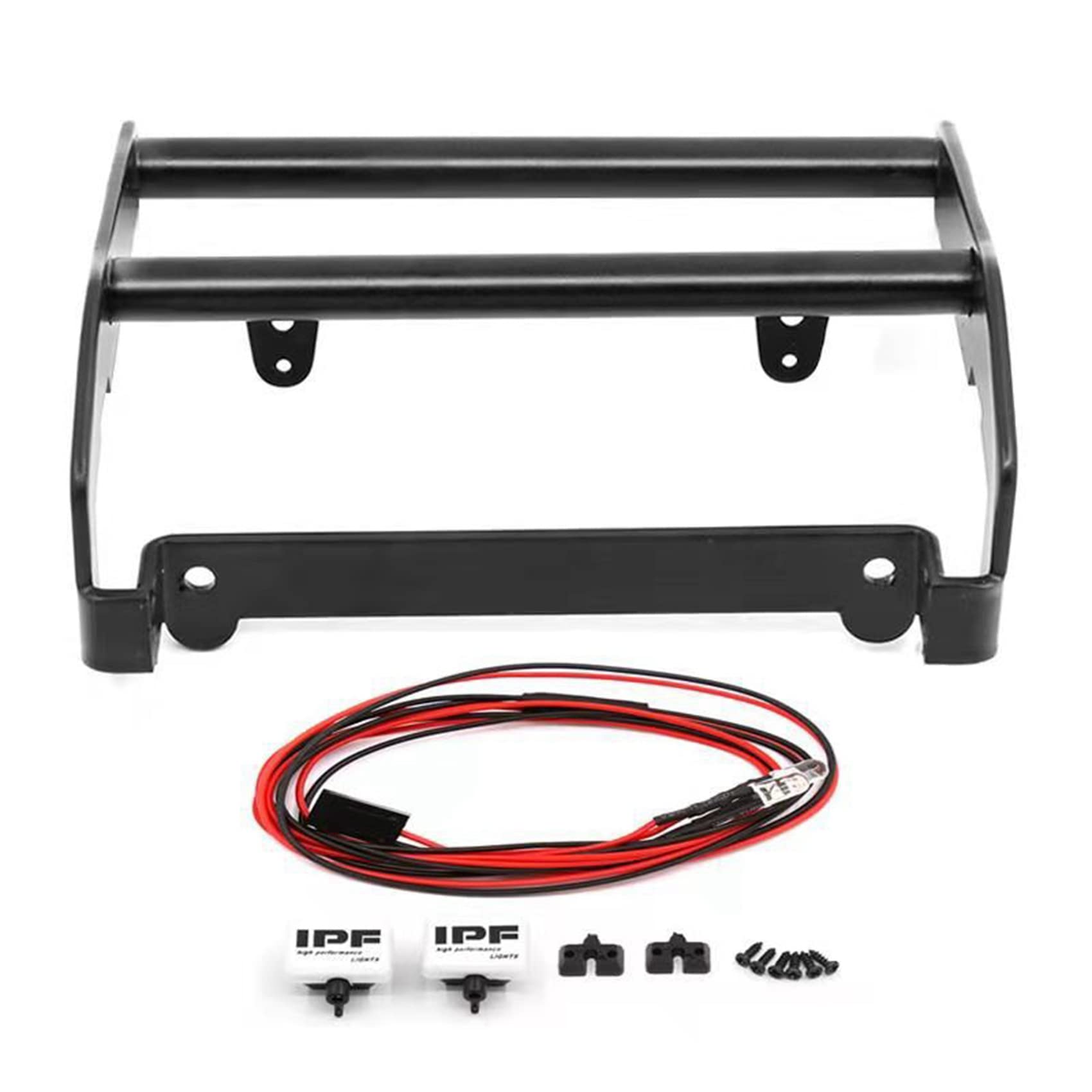 Hbaebdoo Steel Front Bumper with LED Light Anti Collision Bumper for -4 TRX4 1/10 RC Car Parts