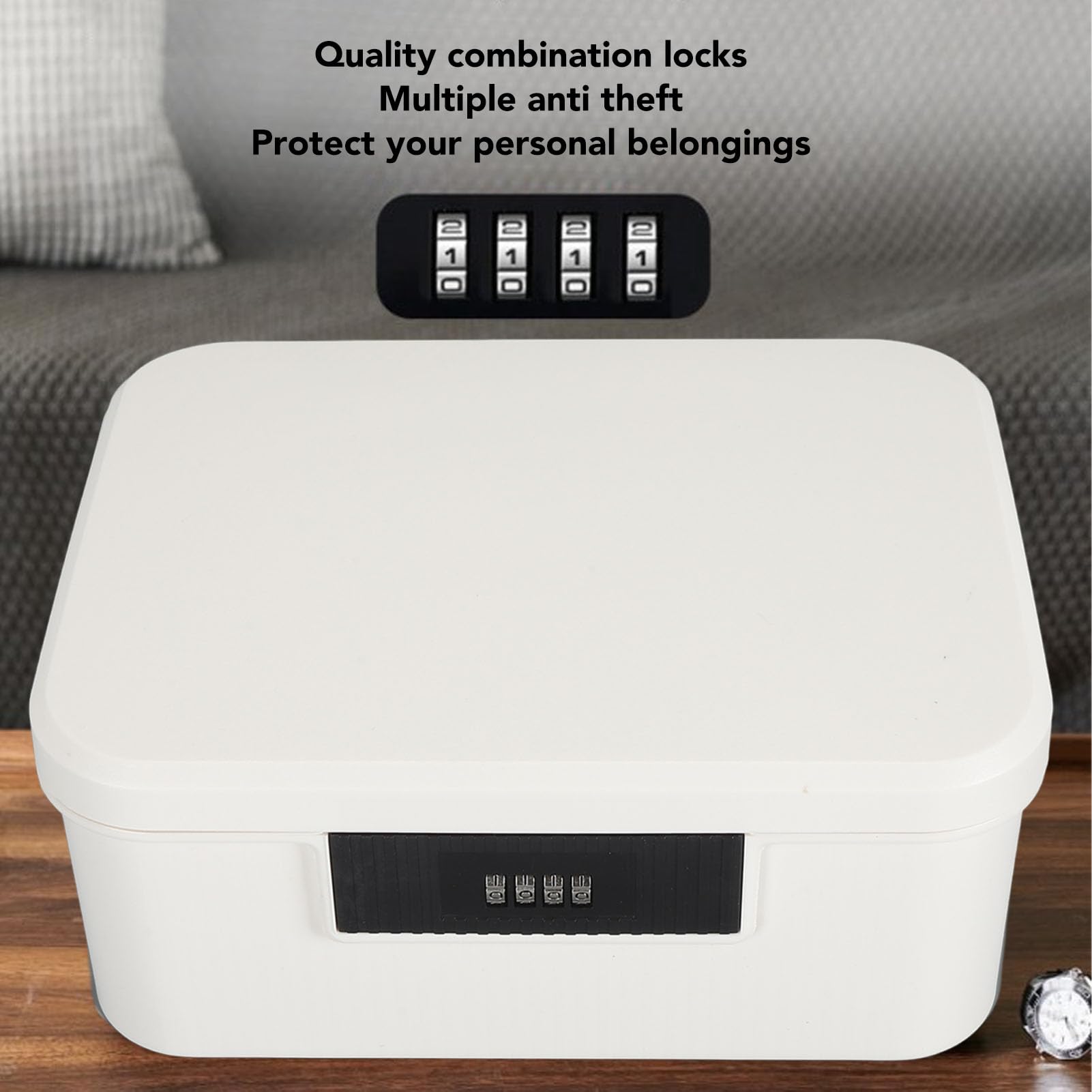 Locking Trunk Storage Box, Portable Safe Box, Combination Security Case Lockbox with Code, Large Capacity Security Lockbox, Organized Storage Privacy Box for Home, Office, Dorm - Image 2
