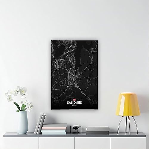 Miniatura 6 de CFIOZYOS Black And White Map Sandnes NO Poster Retro Style Black City Outline Map Office Canvas Print Wall Art Decoration Painting Unframe