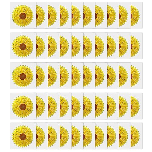 WD&CD 50 PCS Window Fly Traps Sunflower Style Window Fly Stickers Floral Pattern Design Insect Flies Wasp Pest Killer for Indoor Houseflies Fly Gnat Yellow
