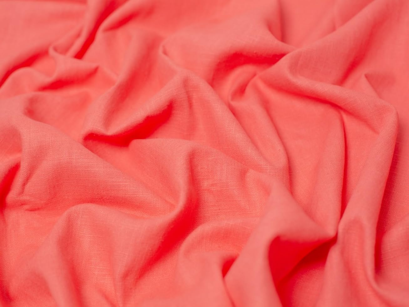 Minerva Coral Enzyme Washed 100% Linen Fabric - Per Metre