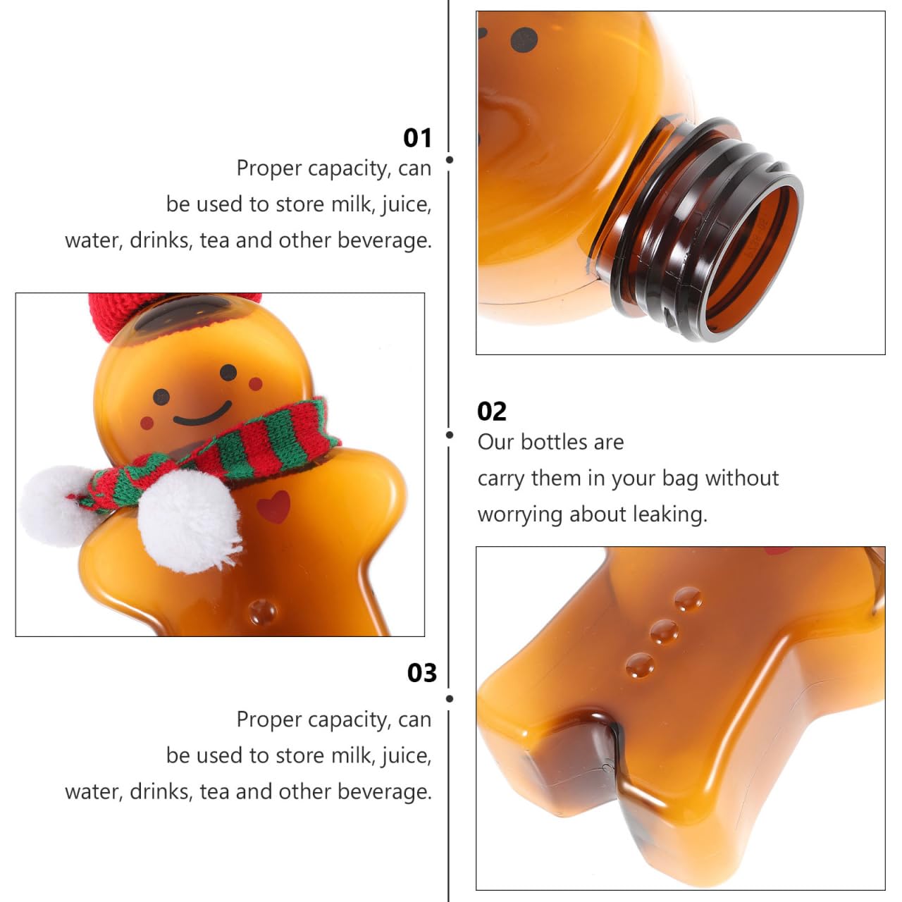 3 Set di Bottiglie di Pan di Bottiglie di Succo di Plastica Vuote Contenitori per Bevande per Feste di Natale da 500 Ml Bottiglie Vuote di Natale per Limbottigliamento di
