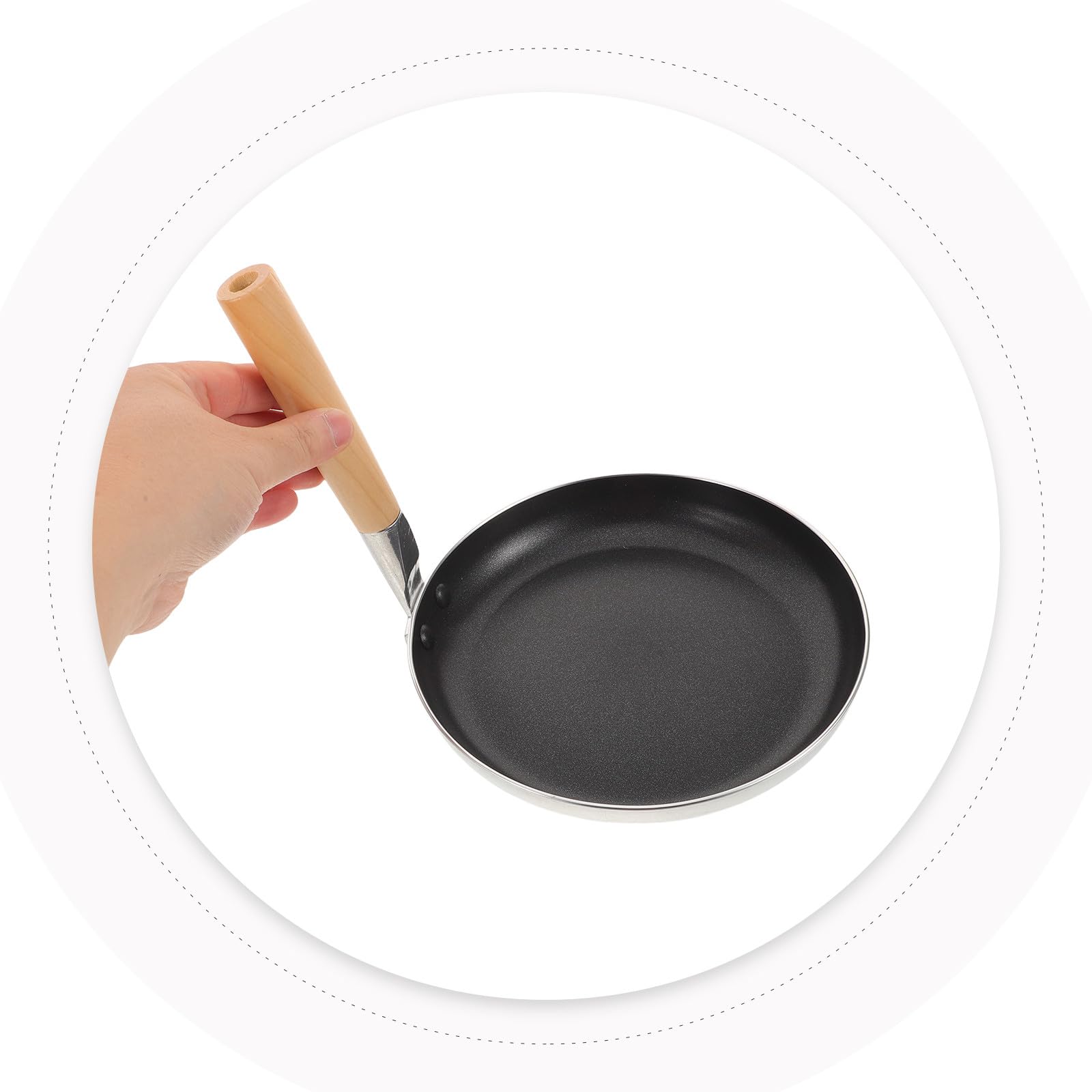 INOOMP Sartén japonesa para Oyakodon: Sartén antiadherente de aluminio con mango de madera - Cacerola pequeña para freír huevos con tapa - Mini para Tamagoyaki, ideal para cocinar en familia