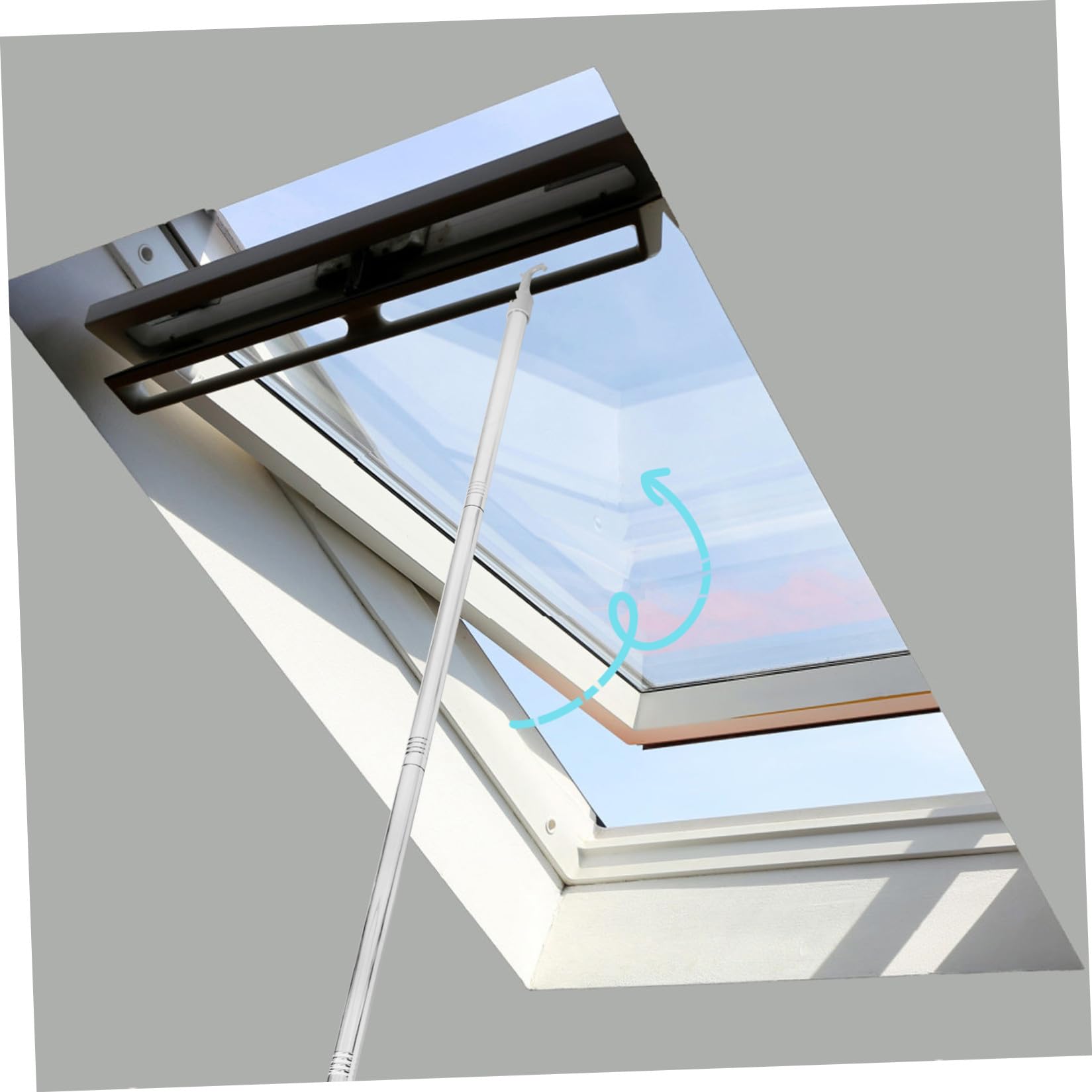 MAGICLULU Asta Telescopica in Acciaio Inox Regolabile con Gancio per Apertura Lucernari e Tende da Finestra, Resistente all'Usura, per Case e Ambienti Commerciali, 2 Metri