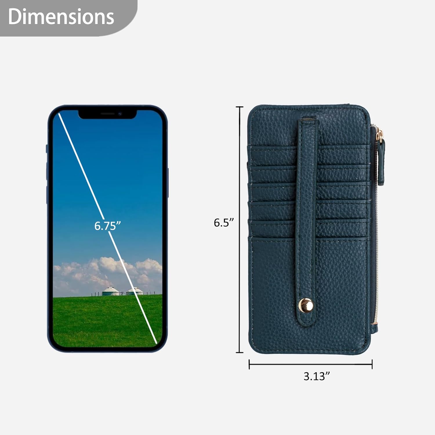 Julia Buxton Vegan Leather Thin Card Case for Women with RFID Blocking, Compact Wallet with 6 Card Slots, ID Window & Zipper Pocket, Multiple Colors - Ideal Gift, Teal - Image 5