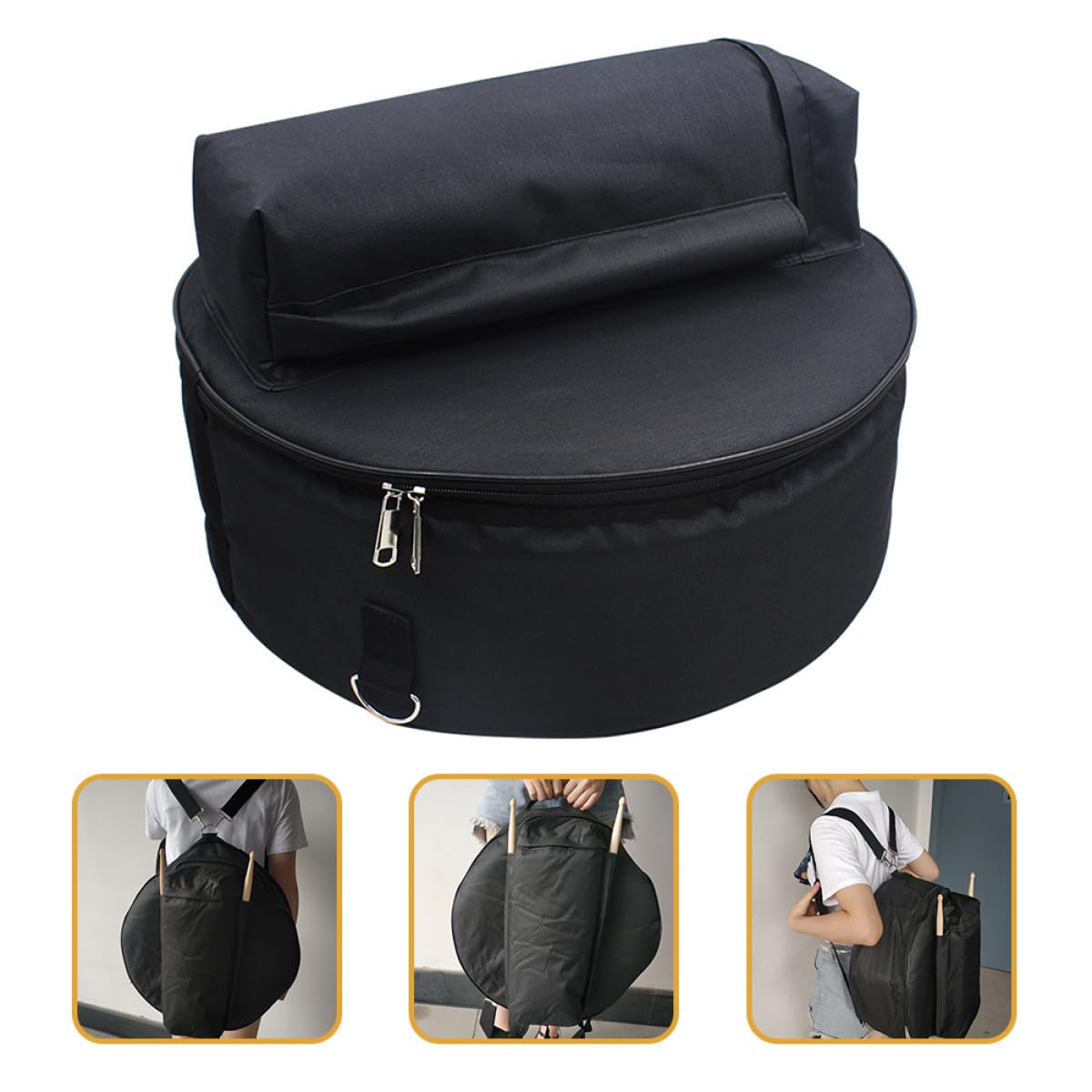 Toddmomy Bolsa para Instrumentos Musicales Pequeña de Tela Oxford Negra, Estuche Portátil Acolchado para Caja de Batería con Asa y Mochila de Transporte para Músicos Viajeros