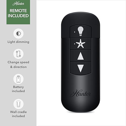 Miniatura 9 de Hunter Crestfield 51856 - Ventilador de techo de bronce noble para interiores de 52 pulgadas con kit de luz LED regulable, control remoto, motor