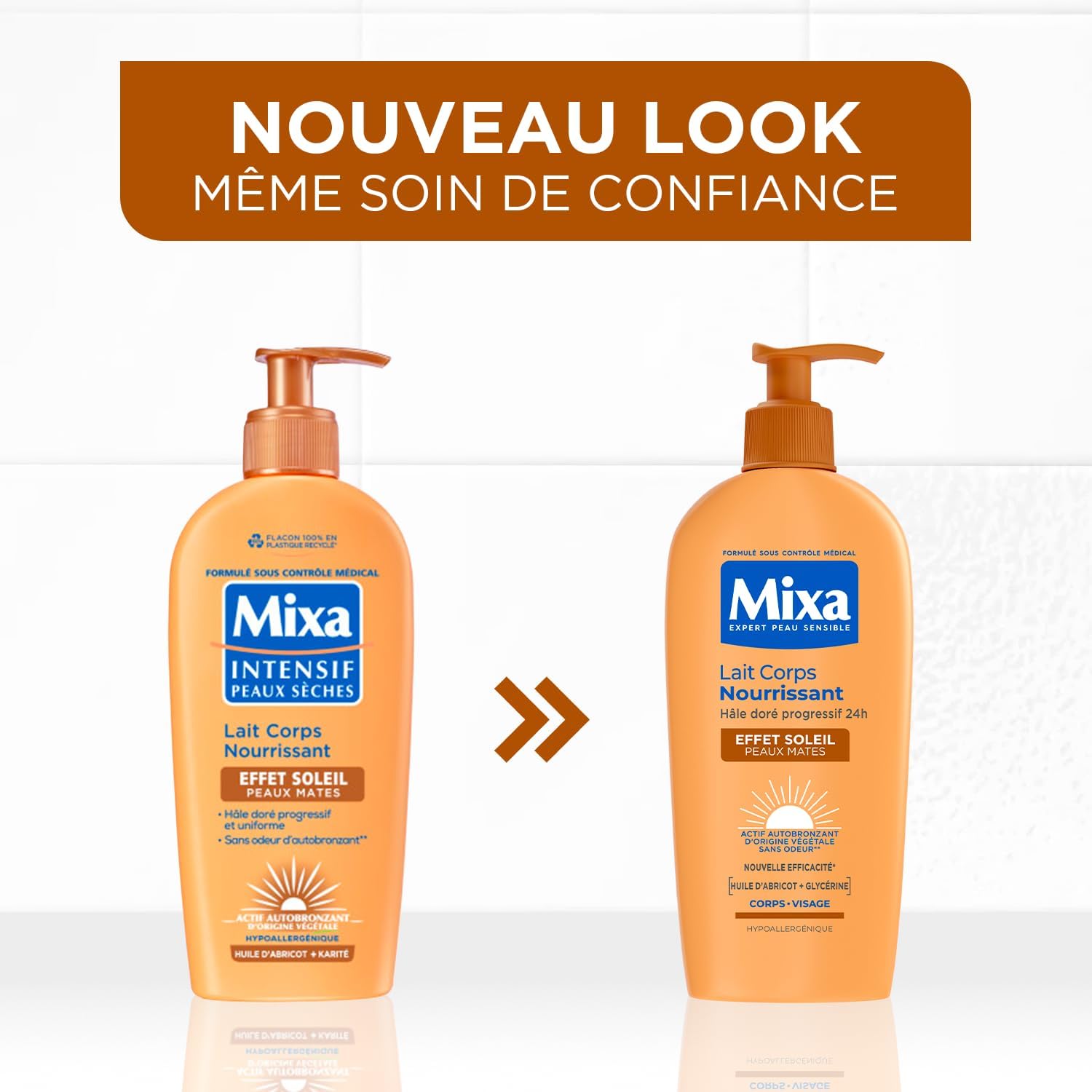 MIXA - Autobronzant - Lait Corps Nourrissant Effet Soleil - Autobronzant Progressif 24H - Nutrition - Beurre de Karité & Huile d’Abricot - Corps & Visage - Peaux Mates - 250ml — image 6