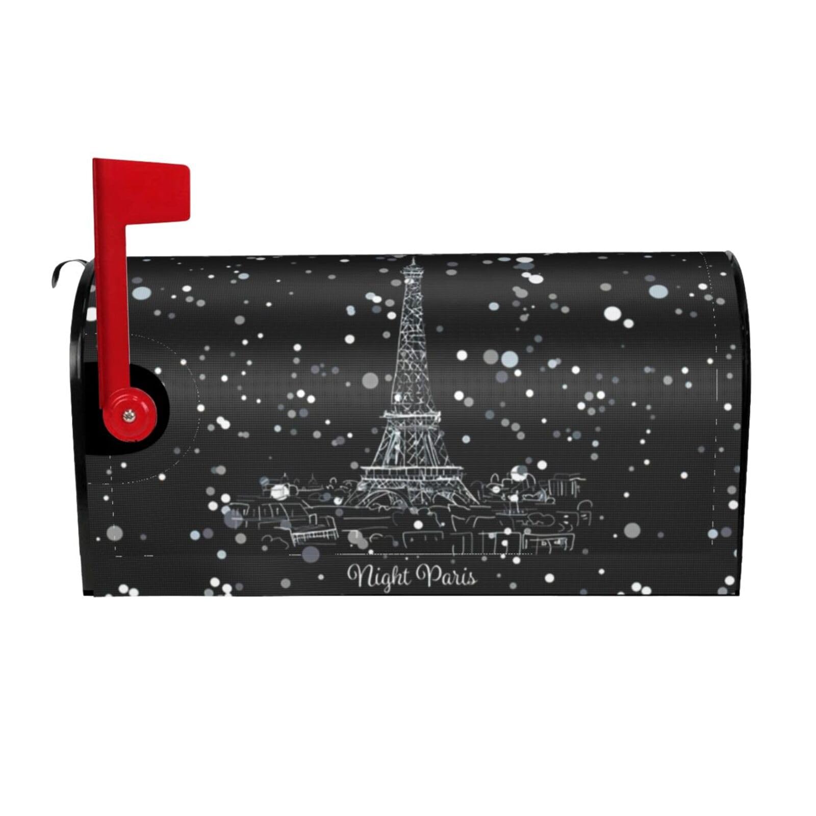Night Paris Eiffel Tower Print Mailbox Covers Magnetic Mailbox Post protective cover for Garden Yard Outdoor Decor