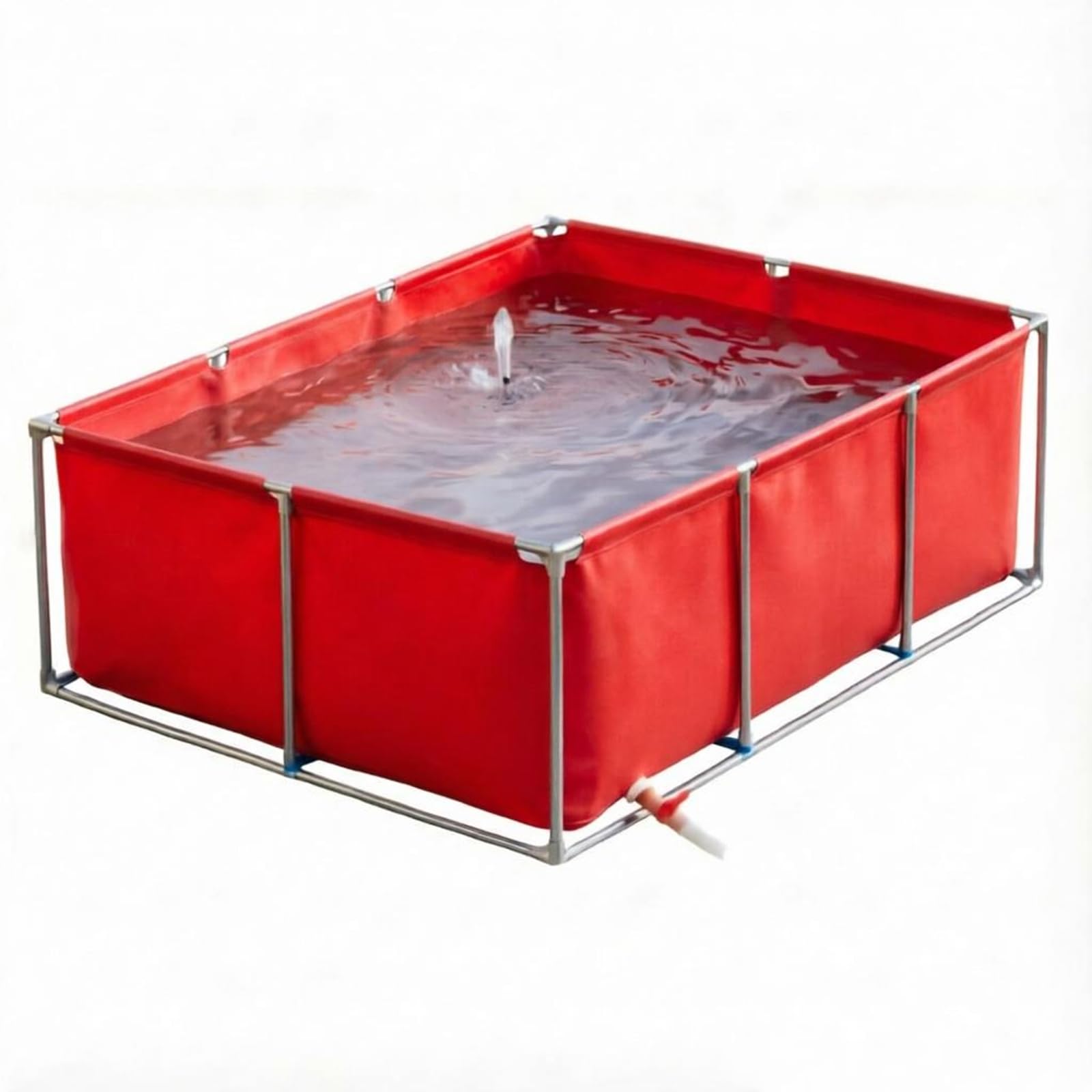 uofgcru Koi Holding Tank, Large Rectangular Pool Frame, Above Ground Pond, Fish Tank With Stand, Swimming Pool Fish, Koi Pond Pool, Pvc Ponds With Drain Valve(Red - 1×1×0.7m)