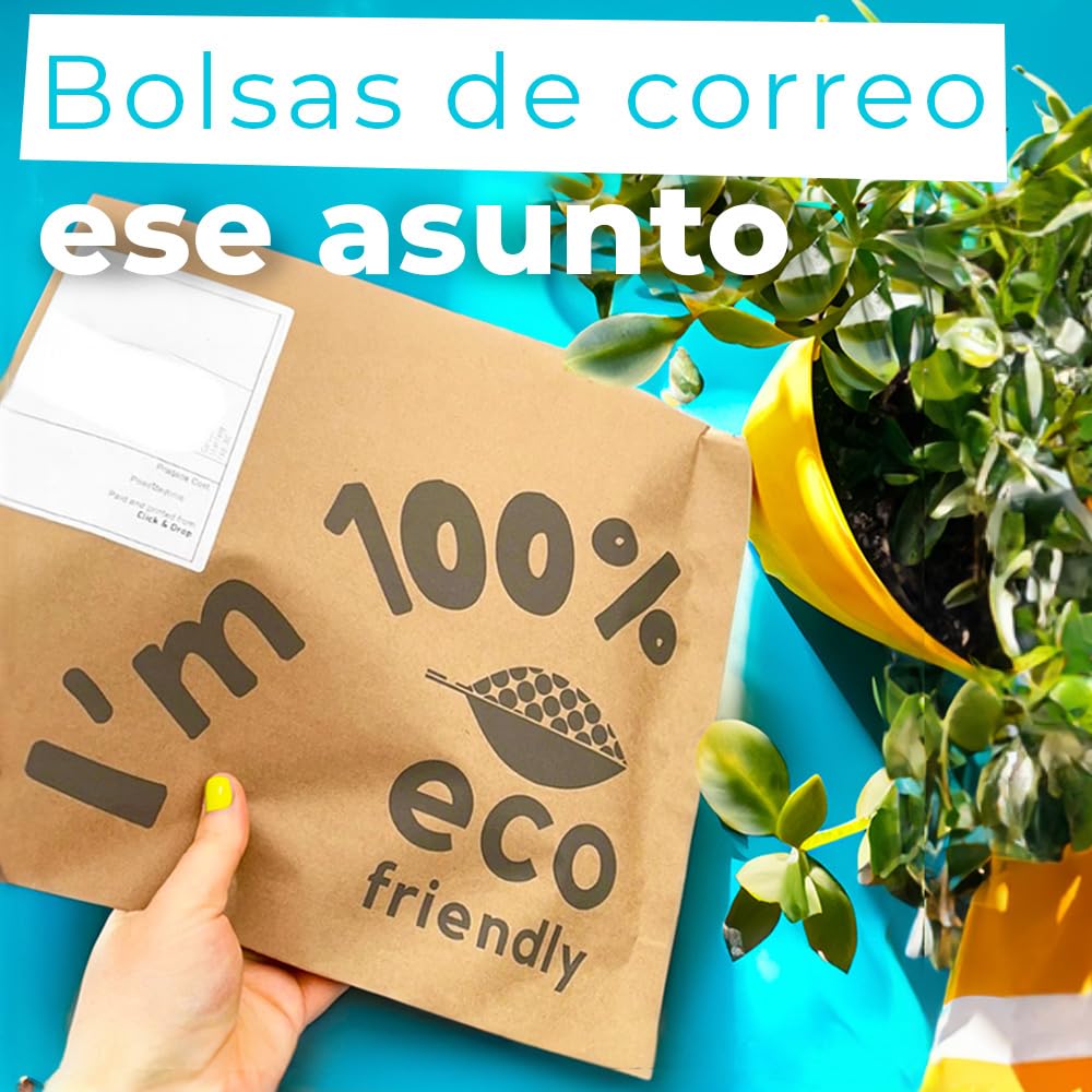 sobres de envío de papel | Paquete de 25| Sobre de correo biodegradable y compostable | Tamaño: 36 x 43.5 cm + fuelle inferior