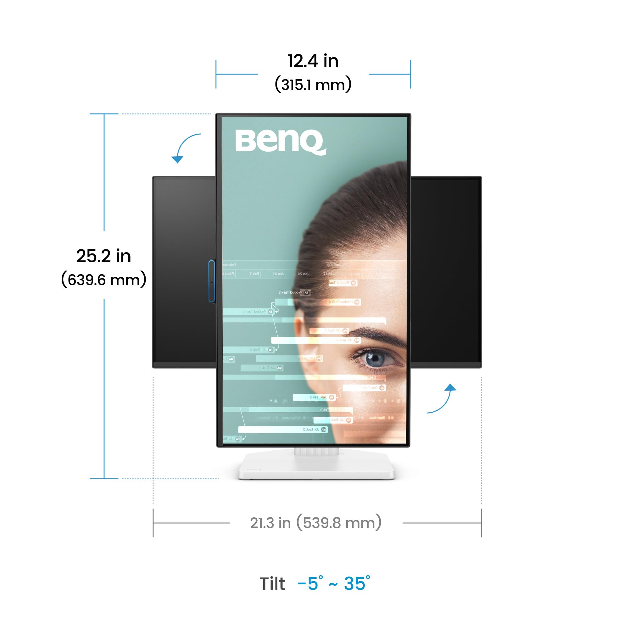 BenQ GW2490TC 24" (60.45cm) IPS 144Hz FHD Eye-Care Monitor |99% sRGB|1500:1 CR|USB-C(20W)| 2Wx2 Speakers|Height, Tilt, Pivott,Swivel| Ultrathin Bezel| HDMI |DP| AMD FreeSync|TÜV 4-Star(White) — Amazon image 14