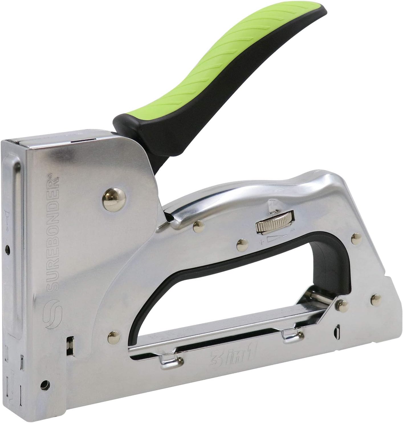 Surebonder 3-in-1 Staple Gun, Heavy Duty All Steel Construction, Comfortable Grip - Drives Narrow Crown Staples, Brads & Pin Nails - for DIY, Décor, Repairs, Carpentry & More - Tool ONLY (5600)