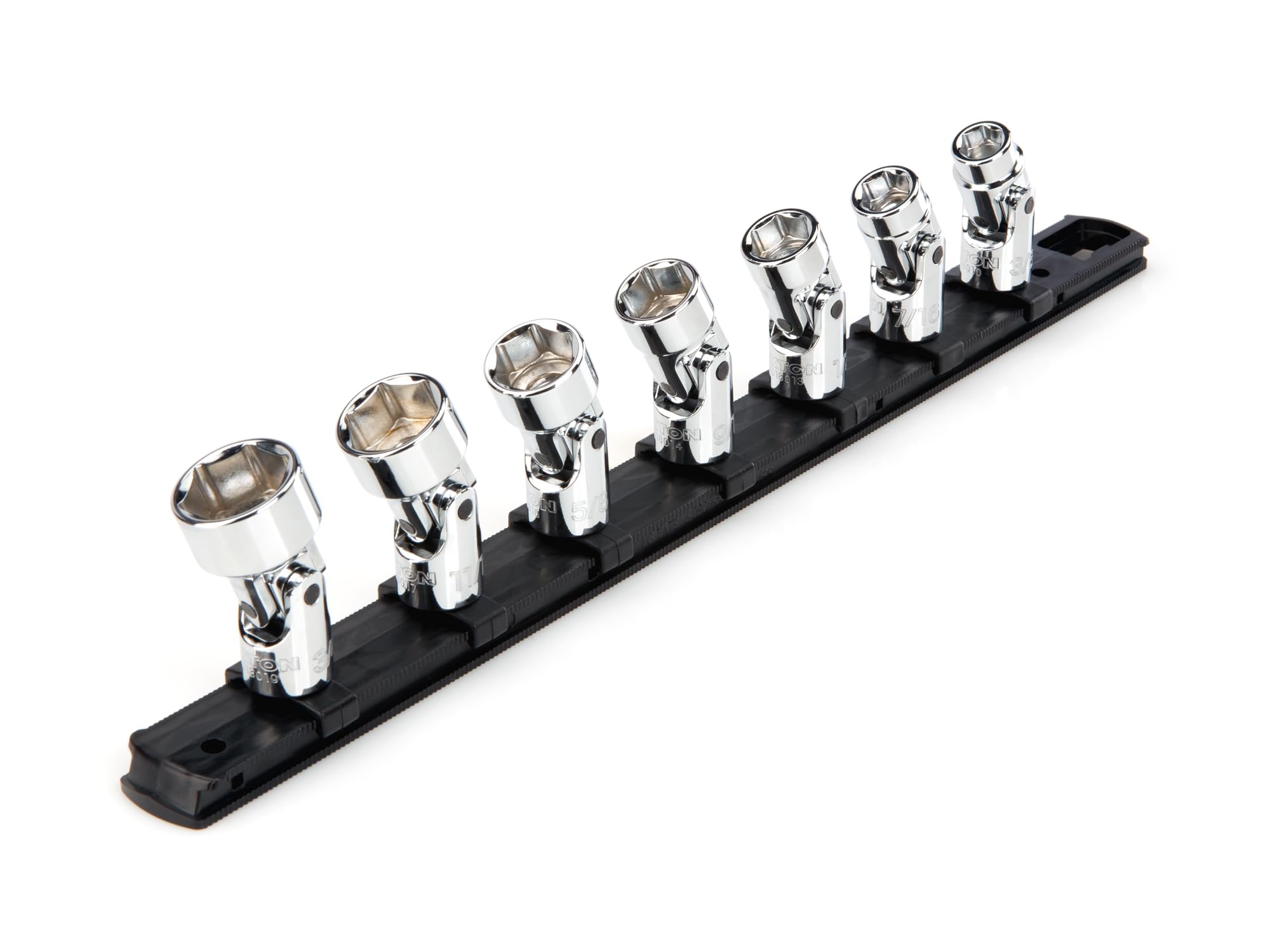 TEKTON 3/8 Inch Drive 6-Point Universal Joint Socket Set with Rail
