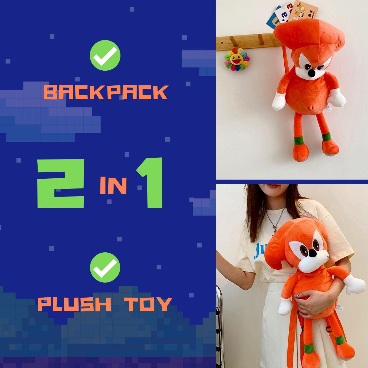 Sonic Plush Backpack Cute Plush Bag For Small Toys Gift