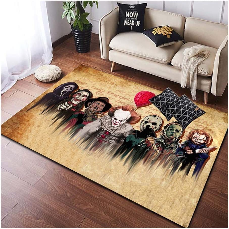 TONATO Alfombras de área Personajes de películas de Terror Halloween House House Alfombras de la Sala de Estar Decoración de la Sala Mats de la Sala de Estar,160 * 230cm