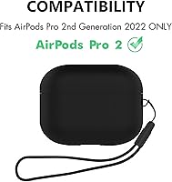 Vista 5 de Funda protectora para Airpods Pro 2 de silicona suave compatible con Apple AirPods Pro de 2ª generación 2022 LED frontal visible (negro)