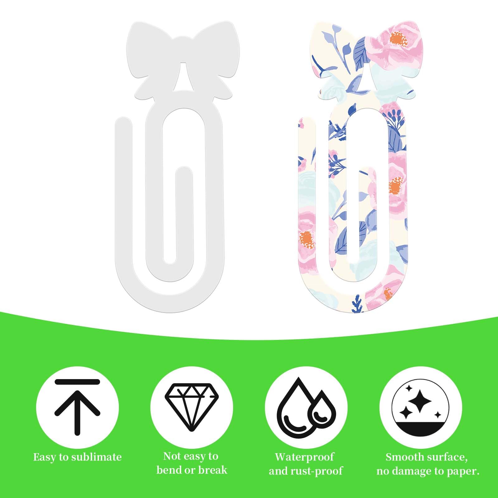 lasuroa 5 Pièces Supports Sublimation Plastique, Trombones Jumbo 10x3,7cm Supports de Trombones Nœud Fournitures Personnalisables pour Maison Bureau & École