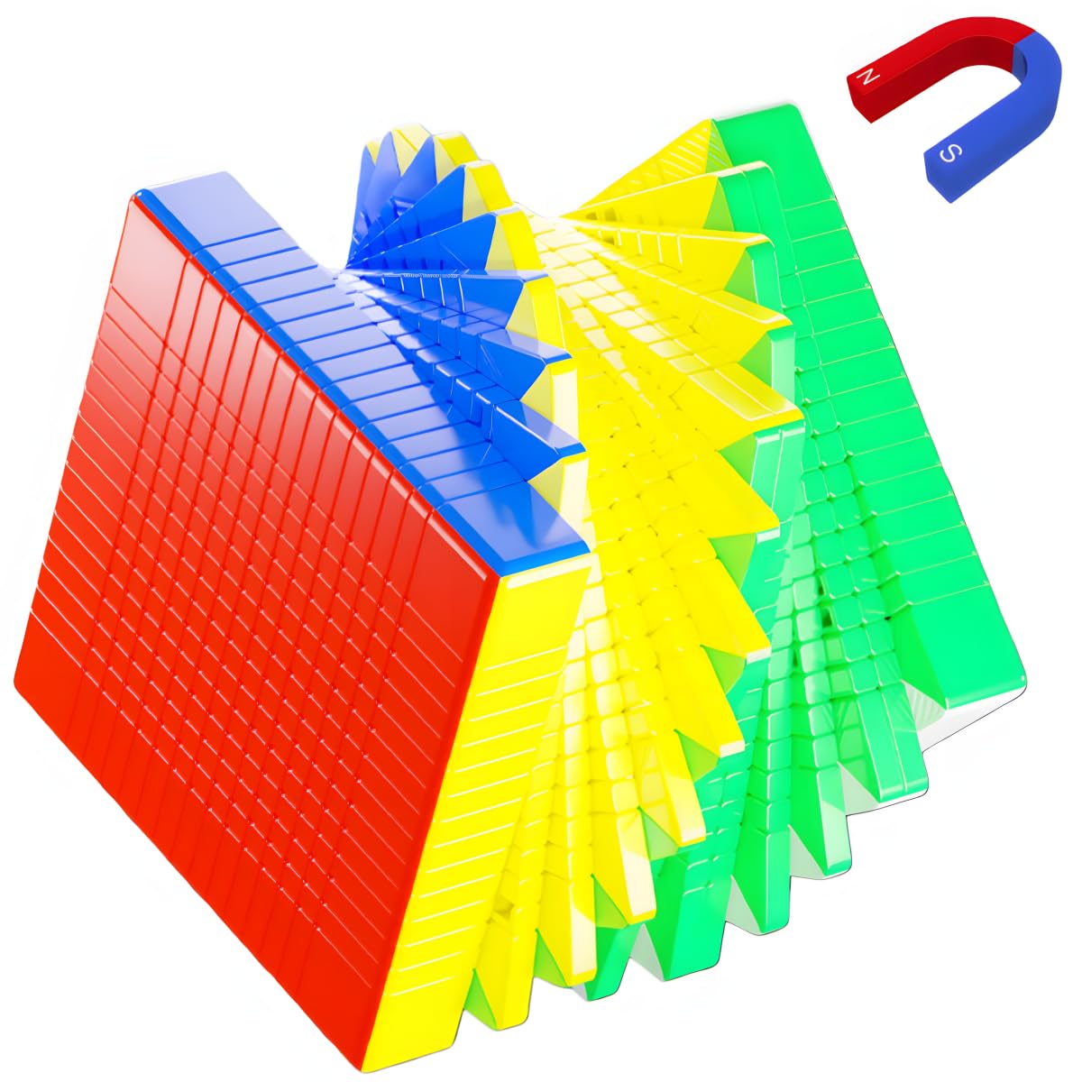 Bukefuno 15 x 15 Cubo mágico magnético sin pegatinas Magic Puzzle Toys 98 mm