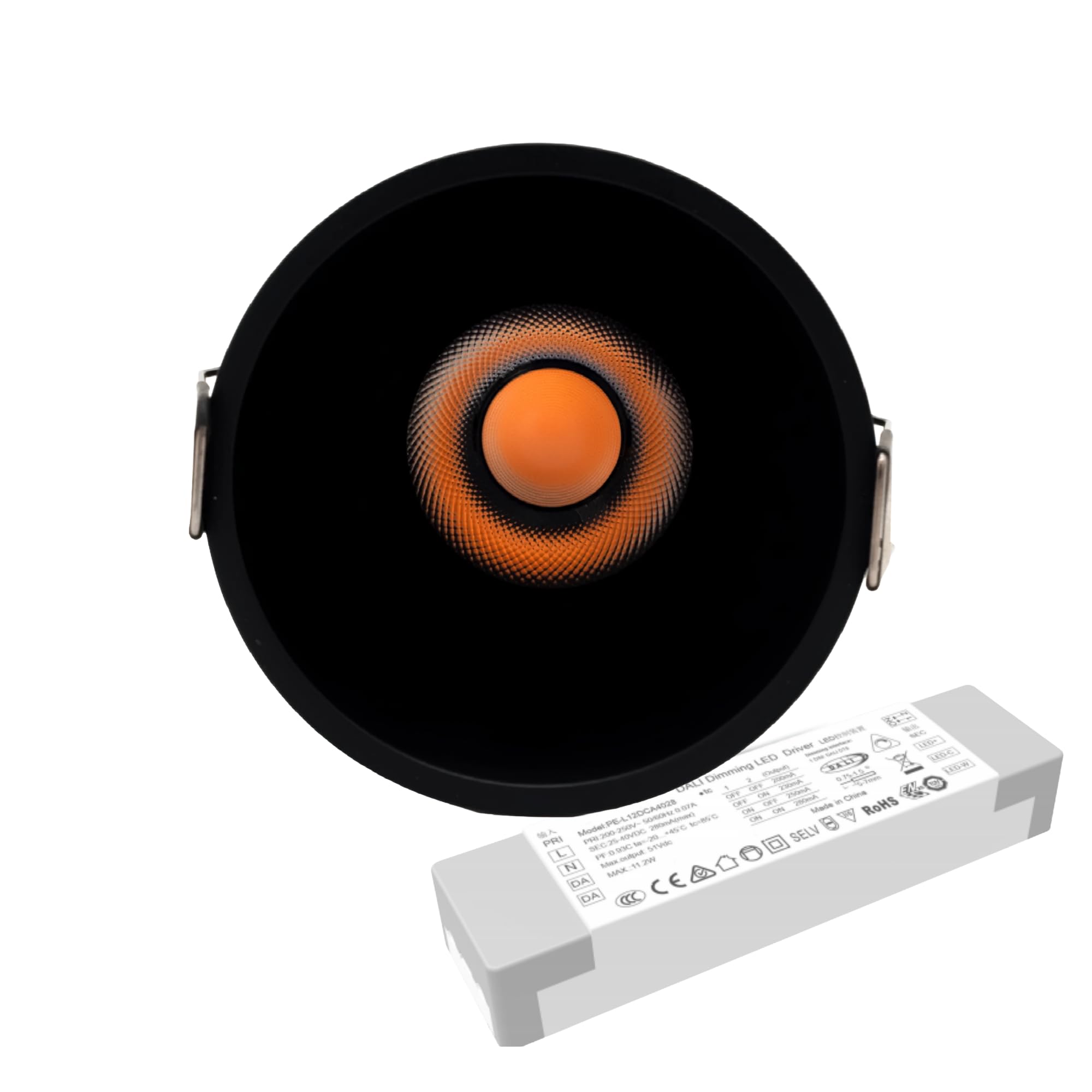 EDGE Premium LED Einbaustrahler Tunable White, Smart DALI 2 DT8 Profi Einbauspot Schwarz HCL Human Centric Lighting, 12W, 2700-6500K, hochwertiges Design, dimmbar, Warmweiß bis Tageslicht