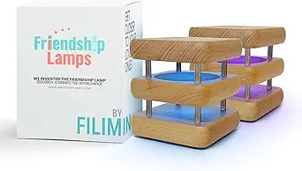 Friendship Lamp® by Filimin Set of 2 Long Distance Touch Lamps – WiFi Connected, Long Distance Gifts, Touch Activated Table Lamp, Long Distance Friendship Gifts, LED Light - Mini Mid Natural/Silver