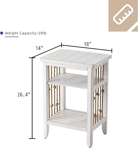 Miniatura 3 de HOMPUS Juego de 2 mesas auxiliares con estantes, juegos de 2 mesitas de noche, estante de 2 niveles, mesa auxiliar pequeña de madera, mesa